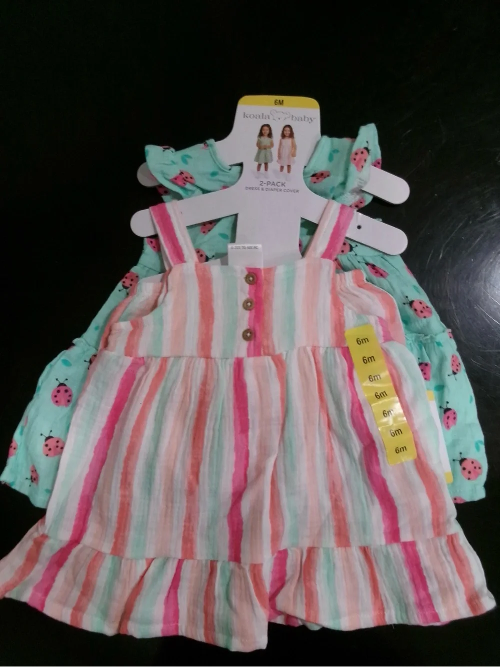 Koala Kids Mint Green and Pink Ladybug Dress Set